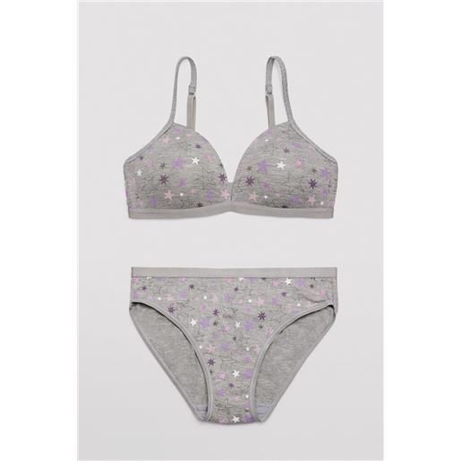 Ysabel Mora completo reggiseno e slip in cotone con stampa stelle