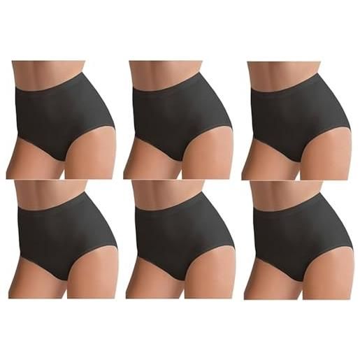 Generico 6 slip maxi donna vita alta art. 941 cotone elasticizzato cotonell taglie dalla 3/m alla taglia 10/6xl (it, testo, xl, regular, regular, nero)