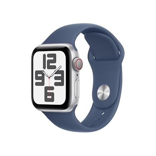 Apple watch se (2ª gen. ) gps + cellular 40 mm smartwatch con cassa in alluminio argento e cinturino sport denim - m/l. Tracker per il fitness e il sonno, app battito, rilevamento incidenti