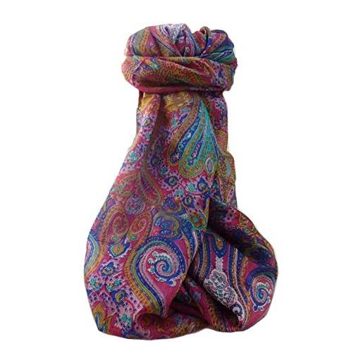Pashmina & Silk tradizionale sciarpa longa di seta yaar pink