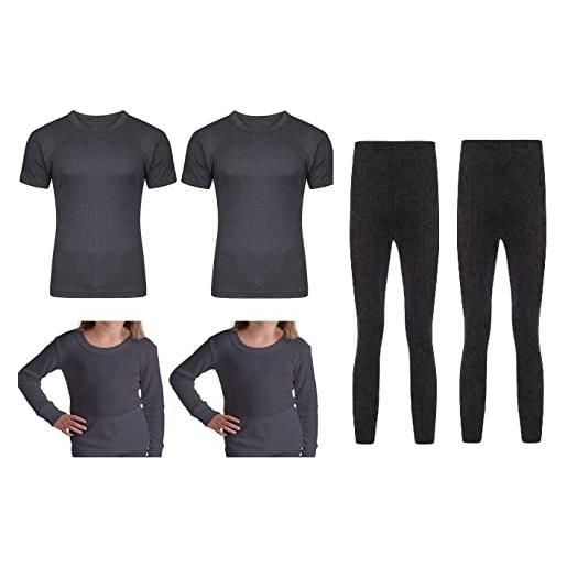 SOFTY® 6 pezzi unisex bambini biancheria intima termica a maniche lunghe maglietta lunga john warm vest, carbone, 2-3 years