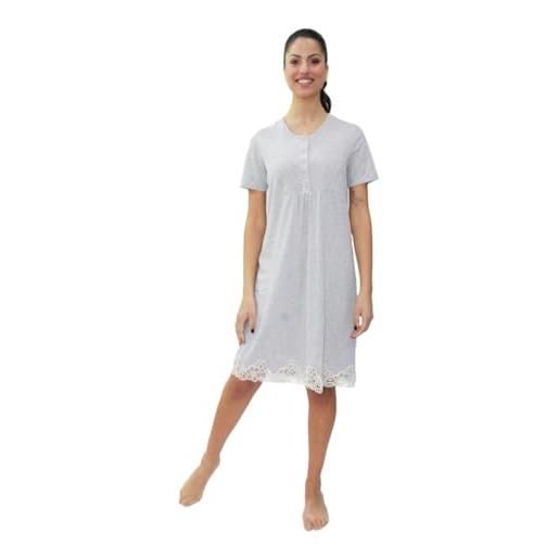 LIU JO HOME elegante camicia da notte, in puro cotone con manica corta e abbottonatura serafino con taglio sottoseno. Balza applicato con pizzo. Liu jo