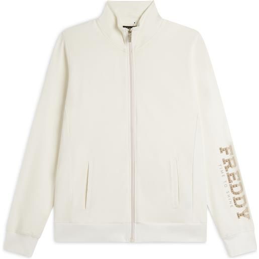 Freddy felpa zip con collo alto e logo con perline dorate