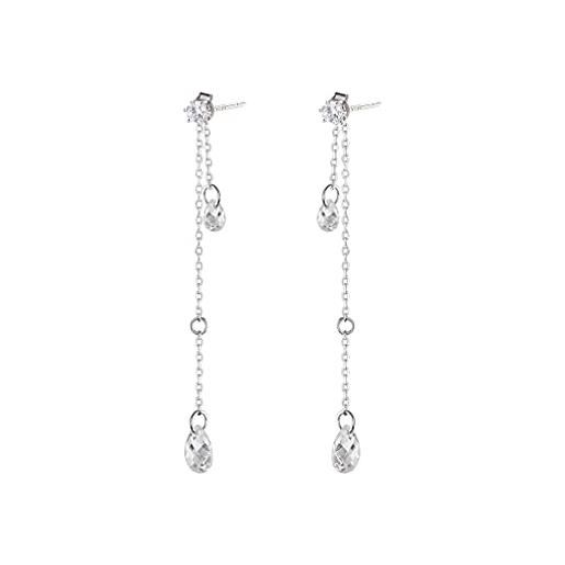 Orecchini Pendenti A Margherita In Argento 925 Sterling SLUYNZ, Leggeri 1.5g, Ipoallergenici, Con Catena, Regalo Per Donna, Ragazza, In Elegante Confezione Con Panno Argento