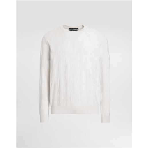 Dolce & Gabbana maglia girocollo in seta con ricamo dg logo allover