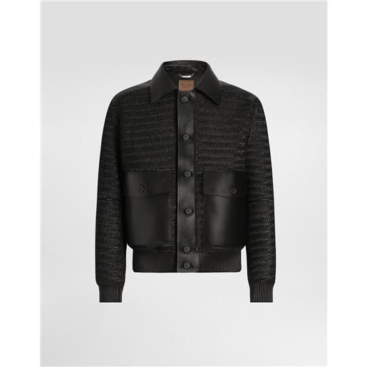 Dolce & Gabbana giubbotto a rete in rafia e pelle