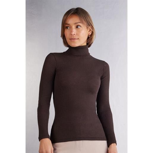 Intimissimi dolcevita lana e seta manica lunga con collo alto marrone