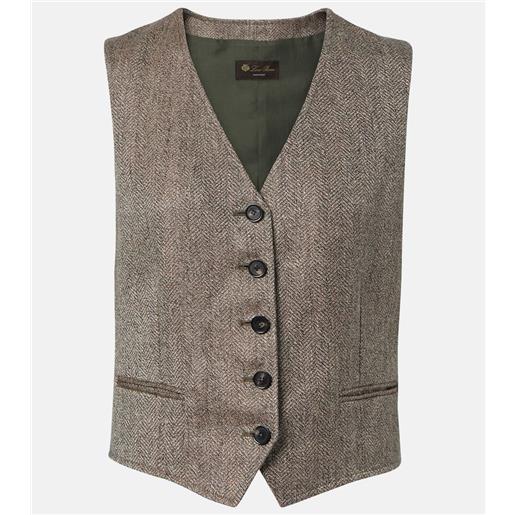 Loro Piana gilet teodoro in lino con motivo chevron