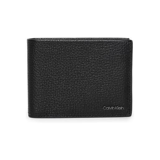 Calvin Klein minimalismo trifold 10cc w/coin, accessori da viaggio-portafogli tri-fold uomo, in pelle, ck nero, taglia unica