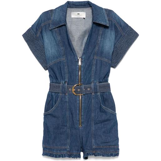 Elisabetta Franchi tutina denim con cintura - blu