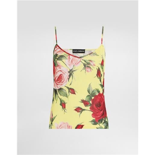 Dolce & Gabbana canotta in maglia di seta stampa bouquet
