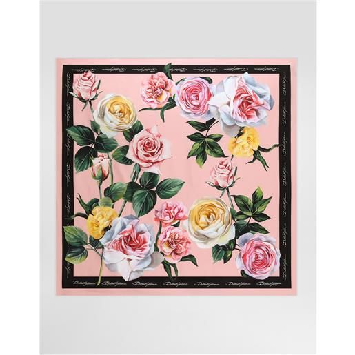 Dolce & Gabbana foulard in twill di seta stampa peonie e rose 90x90