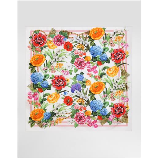 Dolce & Gabbana foulard in twill di seta stampa fiori 90x90