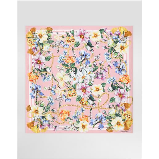 Dolce & Gabbana foulard in twill di seta stampa fiori 90x90