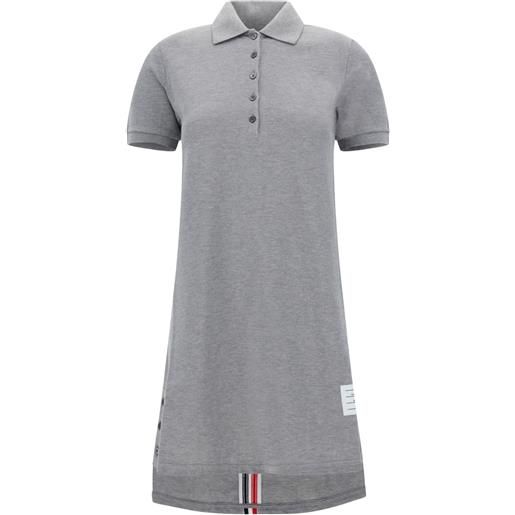 Thom Browne abito modello polo midi con banda rwb - grigio
