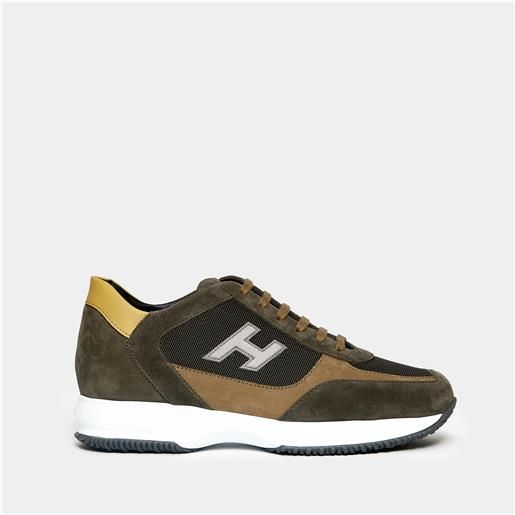 Hogan sneaker interactive in suede e tessuto verde