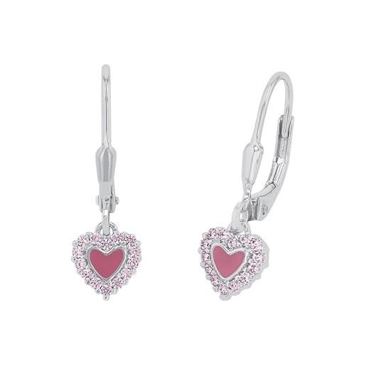 Prinzessin Lillifee orecchini in argento 925 gioielli da orecchio per bambine, con zirconi sintetici, 2,1 cm, argento, cuore, in confezione regalo, 2036257