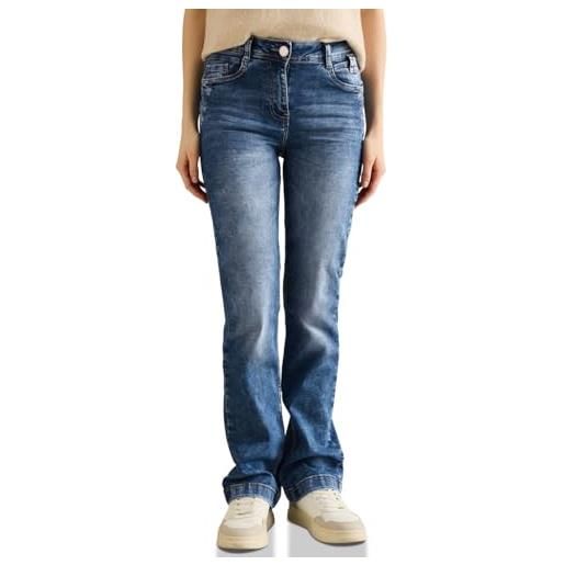 Cecil style toronto 1-knopf 59 jeans bootcut, mid blue wash, 31w x 32l donna