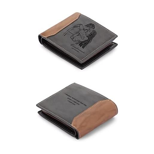 Glooraca portafogli in pelle personalizzati per uomo portafogli da uomo personalizzati portafogli fotografici incisi per papà marito fidanzato, stile h. , m, moderno