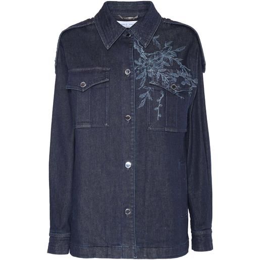 ALBERTA FERRETTI giacca in denim con ricamo