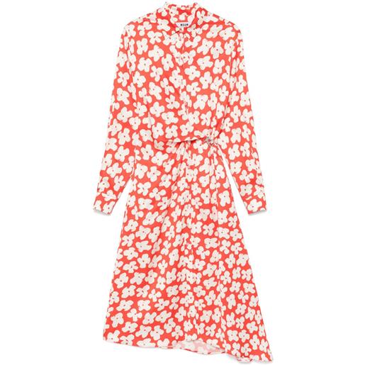 MSGM abito midi a fiori - arancione