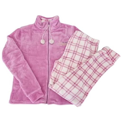 Ca Gi Sa Sorrento pigiama donna invernale micro pile caldo e morbido (m, luna fragola)