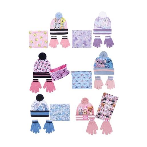 Characters Cartoons cappello scaldacollo guanti bambino vari personaggi (rosa acceso minnie)