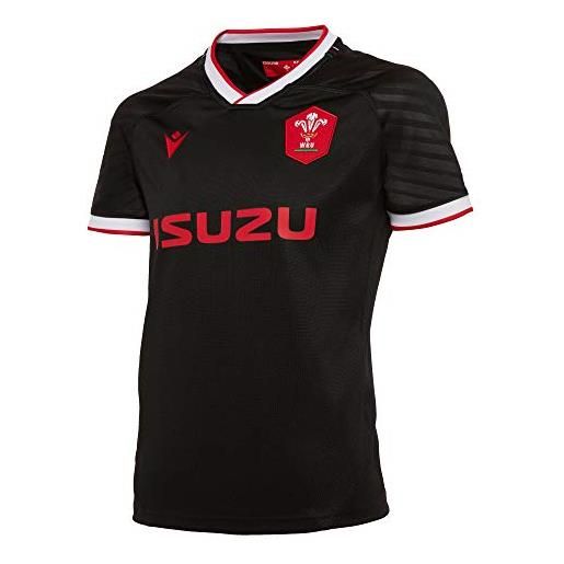 Macron 58125440 wru m20 maglia alternate poly replica ss jr, nero, 3xs uomo