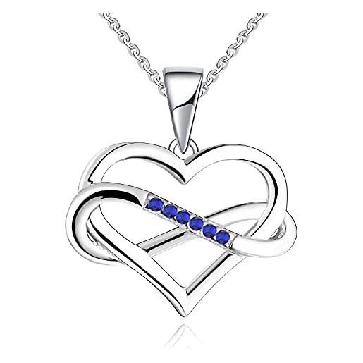 Collana Argento 925 Con Ciondolo Cuore Oro Rosa E Zirconi - Regalo Perfetto Per Donne E Bambine - Foto 7