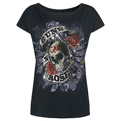 Guns N' Roses firepower donna t-shirt nero s 100% cotone (cotone biologico) largo