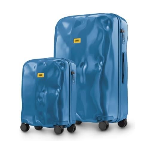 CRASH BAGGAGE icon set | 2 trolley rigidi da viaggio (s + l) bagaglio a mano e valigia di design italiano con chiusura tsa certificata e 4 ruote girevoli 100% in policarbonato petrol blue