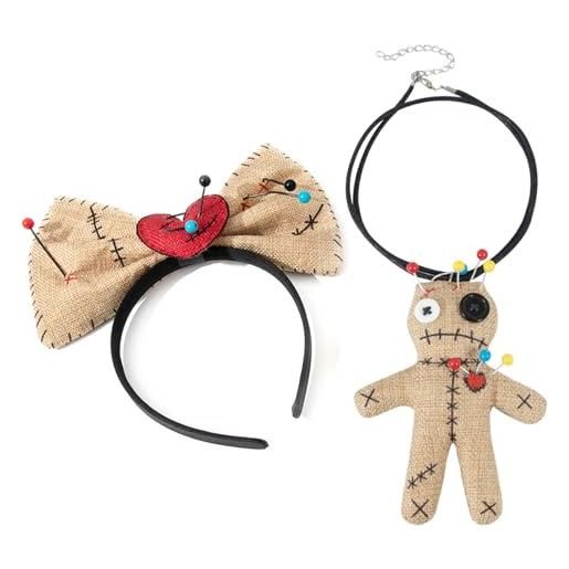 Ldabrye fascia per capelli per halloween e cosplay, bambola voodoo, fascia per capelli per feste a tema, accessori per capelli per donne e ragazze