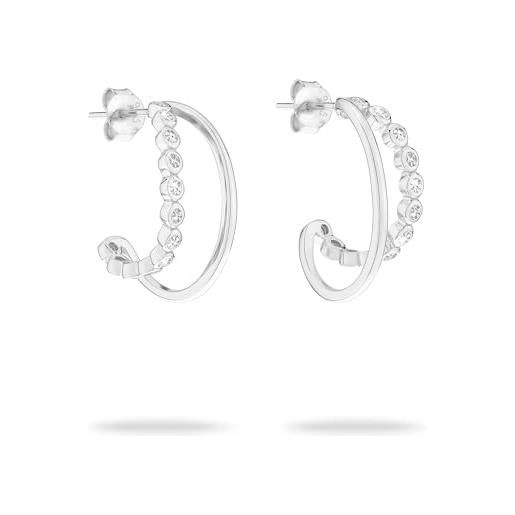 Tamaris Orecchini A Cerchio A Forma Di Cuore In Argento 925 Con Zirconi - Gioielli Romantici, 1,5 Cm, Con Sacchetto Originale - 2