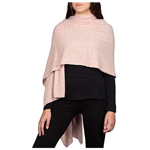 Kemailù - fanny stola con traforo fune obliquo in misto cashmere - donna (rosa cipria)