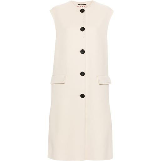 Marni cappotto smanicato con ricamo logo - toni neutri