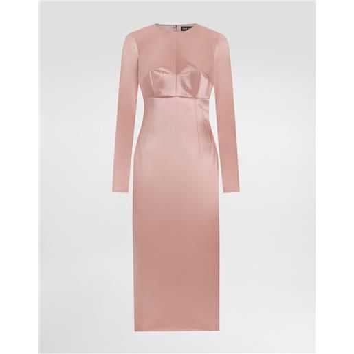 Dolce & Gabbana abito longuette girocollo in raso stretch