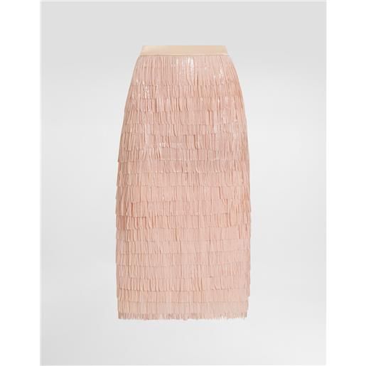 Dolce & Gabbana gonna midi ricamo frange in paillettes