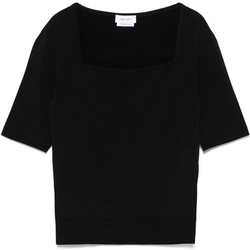 Alexander McQueen t-shirt in maglia fine - nero