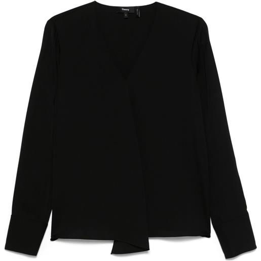 Theory blusa in georgette di seta - nero