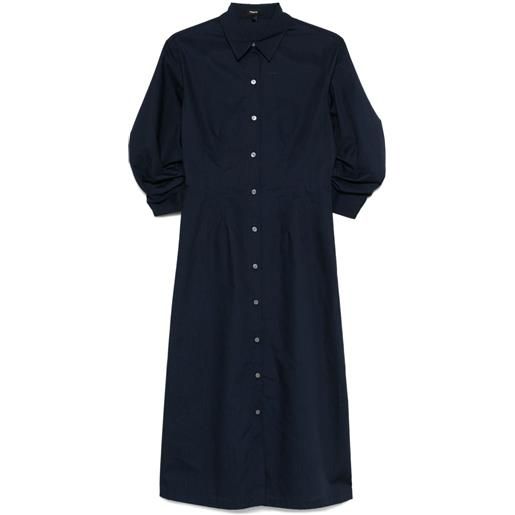 Theory abito midi con ruches - blu