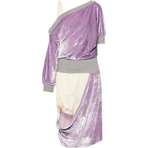 ALL IN abito midi sliced velvet - viola