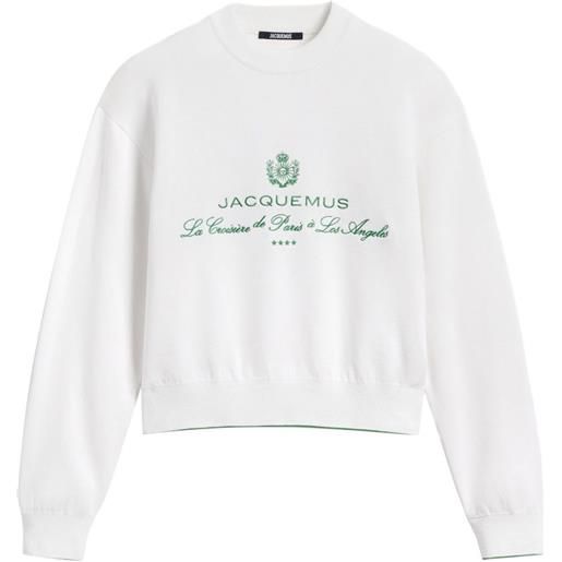 Jacquemus felpa con logo ricamato - bianco