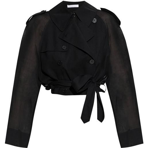 Helmut Lang cappotto doppiopetto crop - nero