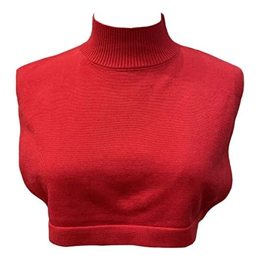 LoudSung mezza camicia invernale staccabile collo alto busto maglione lavorato a maglia colletto finto diversi colori elegante per donne ragazze, rosso, 48