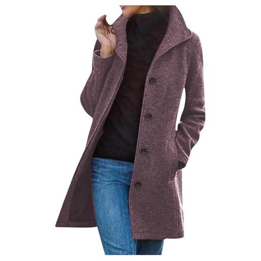 KHIRVWL cappotto lungo di lana da donna autunnale cappotto nero da donna moda retr cappotto a maniche lunghe cappotto blu cappotto casual da strada invernale da indossare giacca donna invernale elegante