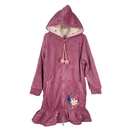 dolcecasabiancheria vestaglia bambina bimba invernale in pile con cerniera e cappuccio irge ik368 9/10 anni rosa