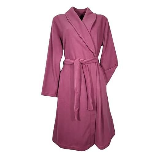 dolcecasabiancheria vestaglia invernale donna in pile sciallata con cintura ohana 48 vinaccio 20365