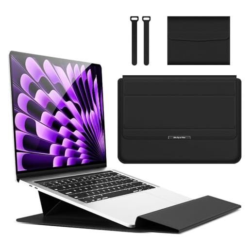 Hinnwer 15 15,6 16,1 pollici custodie per pc portatile borsa con funzione stand per mac. Book air 13 m3/m2/m1 a3113 a2681 a2337, mac. Book pro 14 m4/m4 pro/m4 max a3112 a3401 a3185 a2992 a2918 a2779 nero