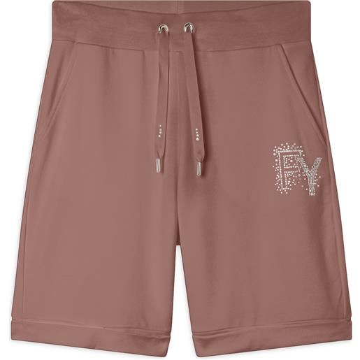 Freddy pantaloni corti con risvolto e logo strass