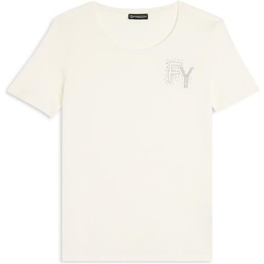 Freddy t-shirt in jersey modal con logo fy e dettagli in strass